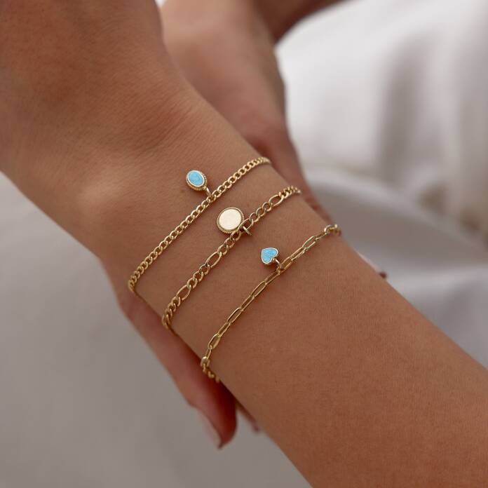 Oval Aqua Vintage Charm Bileklik - 4