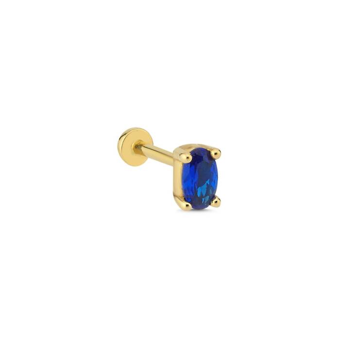 Oval Lacivert Tragus Piercing - 1