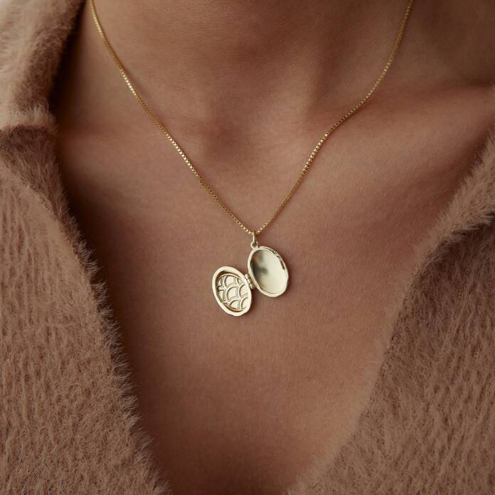 Paraşüt Desen Oval Kapaklı Kolye - 2