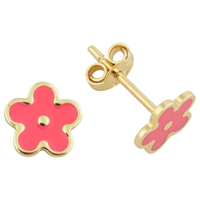 Pembe Çiçek Çocuk Küpesi - 1