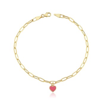 Pembe Mineli Kalp Charm Bileklik - 4