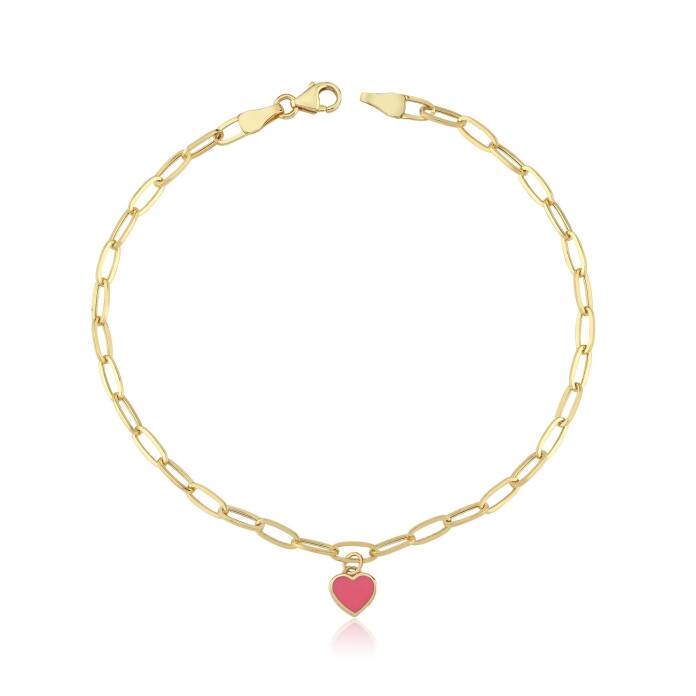 Pembe Mineli Kalp Charm Bileklik - 4