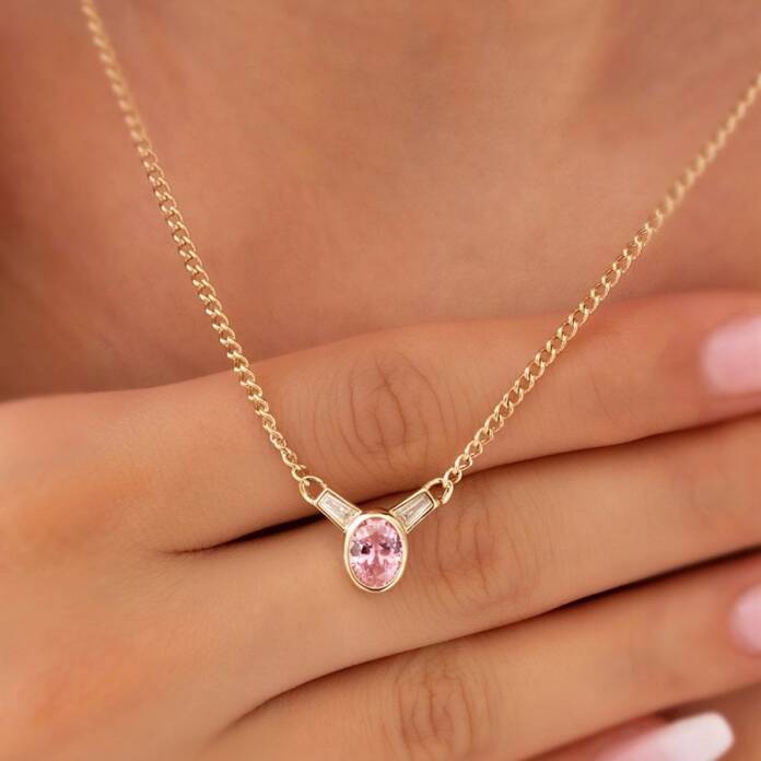 Pembe Taşlı Kolye - 1