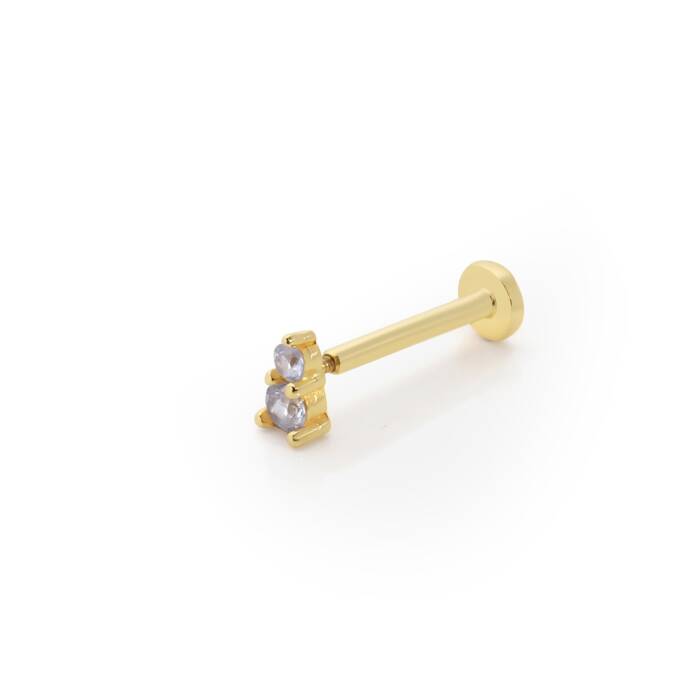 Sade Çift Taşlı Tragus Piercing - 1