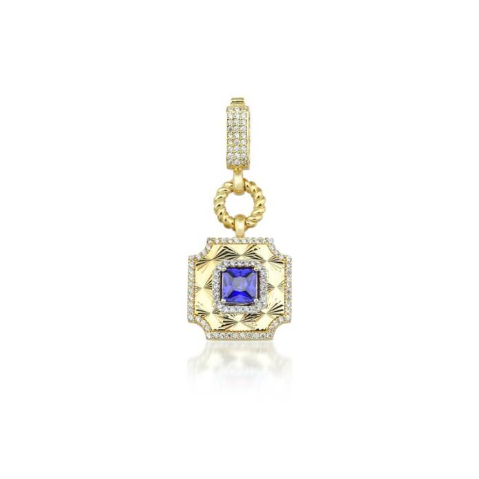 Safir Taşlı Kalemli Kare Charm - 1