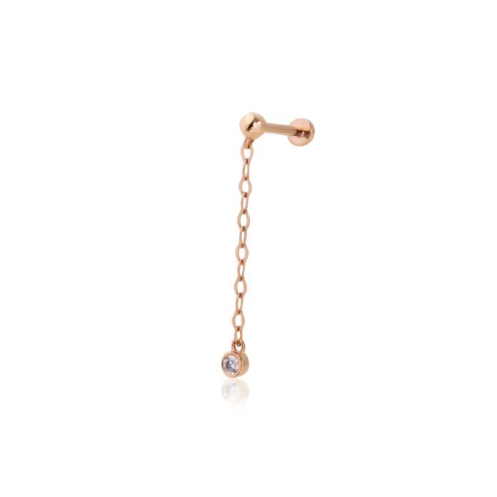 Sallantılı Zincir Ucunda Tektaş Tragus Piercing - 1