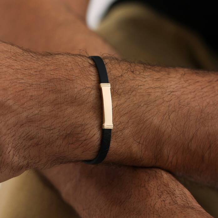 Şeritli Plaka Rubber Erkek Bileklik - 1