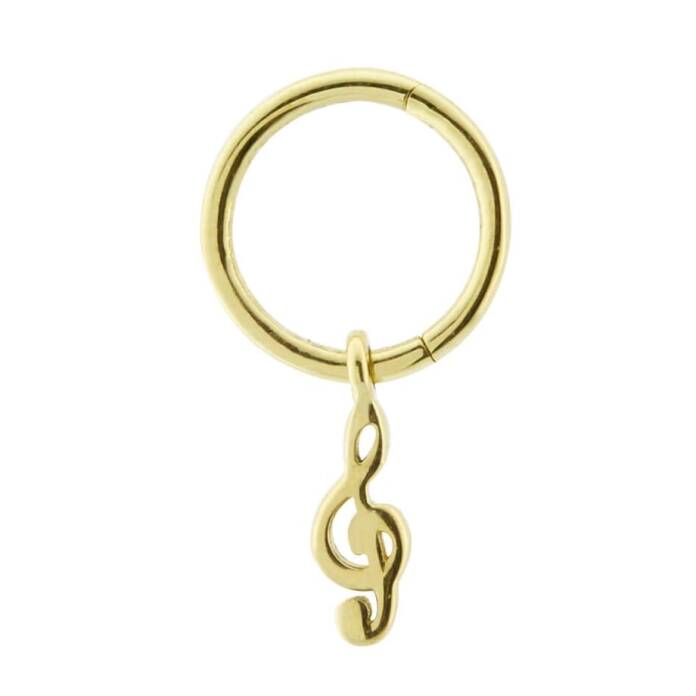 Sol Anahtarı Sallantılı Minimal Halka Piercing - 2