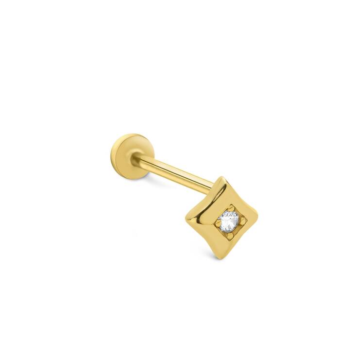 Square Tek Taş Tragus Piercing - 1