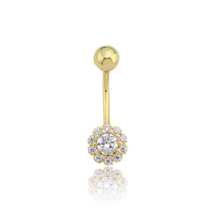 Taşlı Ay Çiçeği Göbek Piercing - 1