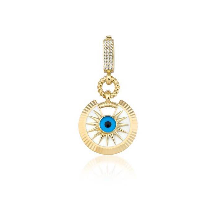 Taşlı Beyaz Mineli Göz Charm - 1