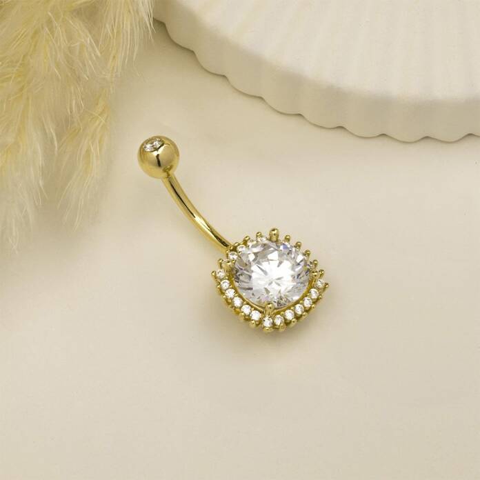 Taşlı Büyük Gösterişli Göbek Piercing - 2