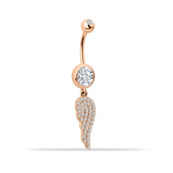 Taşlı Büyük Kanat Sallantılı Göbek Piercing - 1