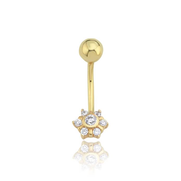 Taşlı Çiçek Göbek Piercing - 1