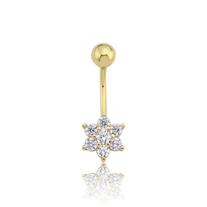 Taşlı Çiçek Göbek Piercing - 1