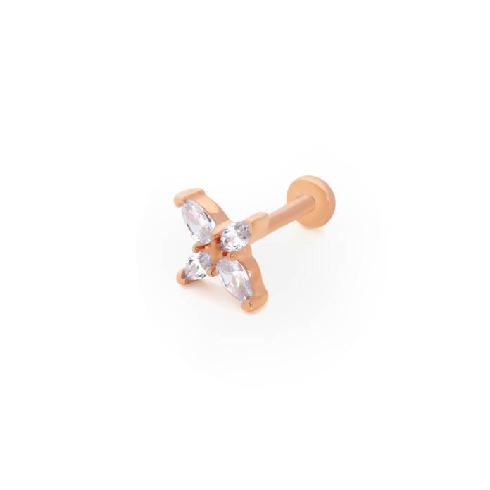Taşlı Çiçek Minimal Tragus Piercing - 1
