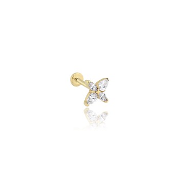 Taşlı Çiçek Minimal Tragus Piercing - 3