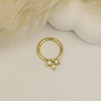 Taşlı Çiçek Motifli Helix Piercing - 2