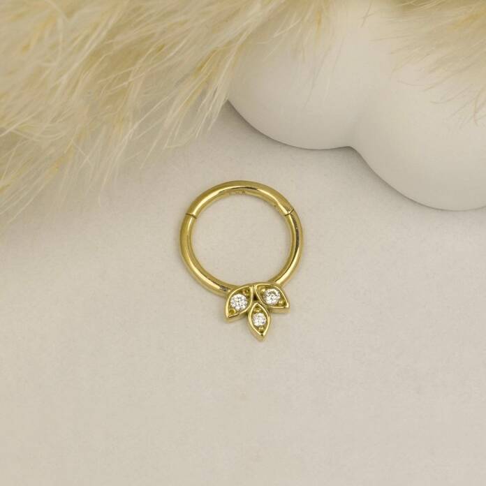 Taşlı Çiçek Motifli Helix Piercing - 2