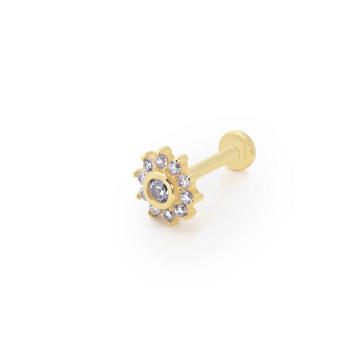 Taşlı Çiçek Tragus Piercing - 1