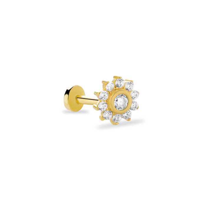 Taşlı Çiçek Tragus Piercing - 2