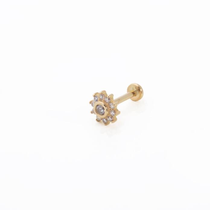 Taşlı Çiçek Tragus Piercing - 3
