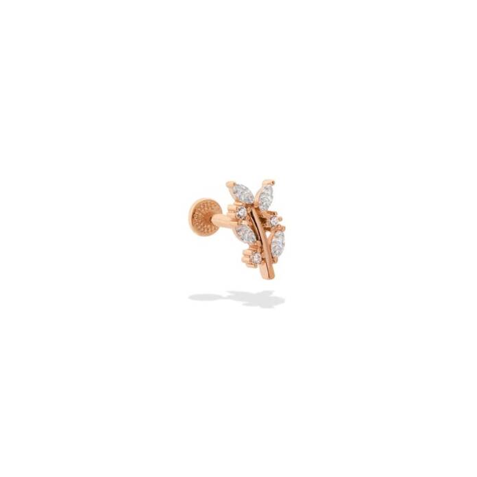 Taşlı Dal Motifli Minimal Tragus - 1