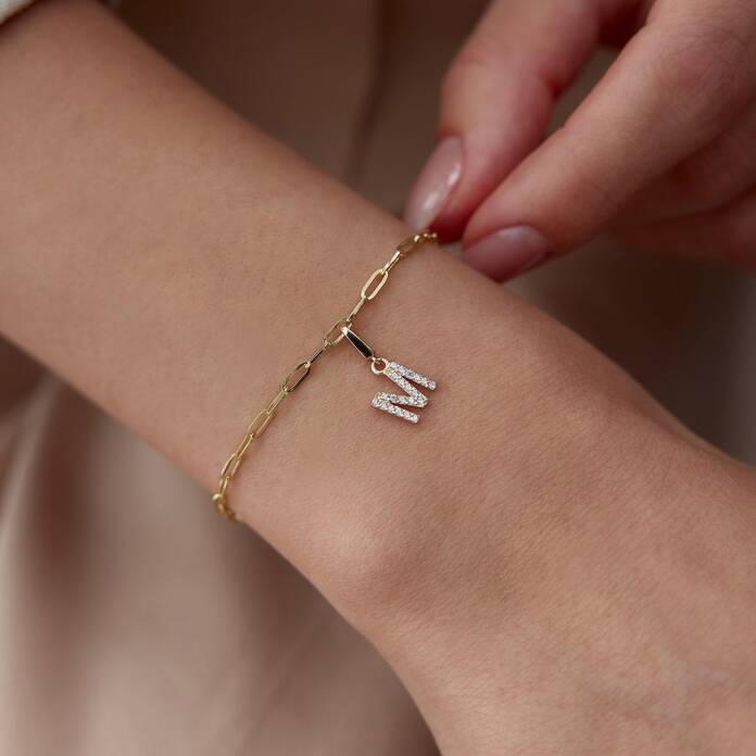 Taşlı Harf Charm Bileklik - 2