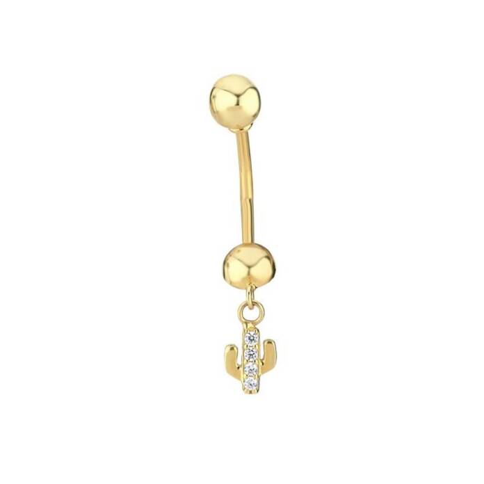 Taşlı Kaktüs Göbek Piercing - 1