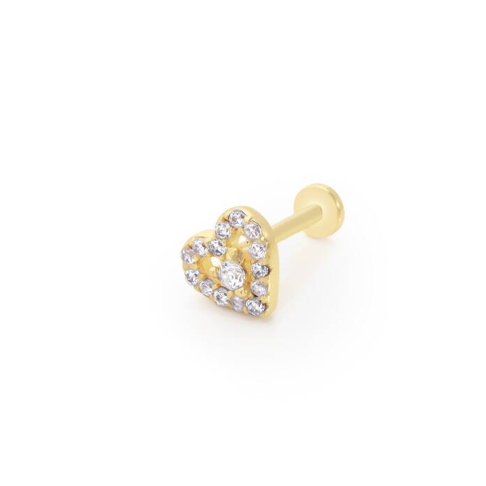 Taşlı Kalp Desen Tragus Piercing - 1