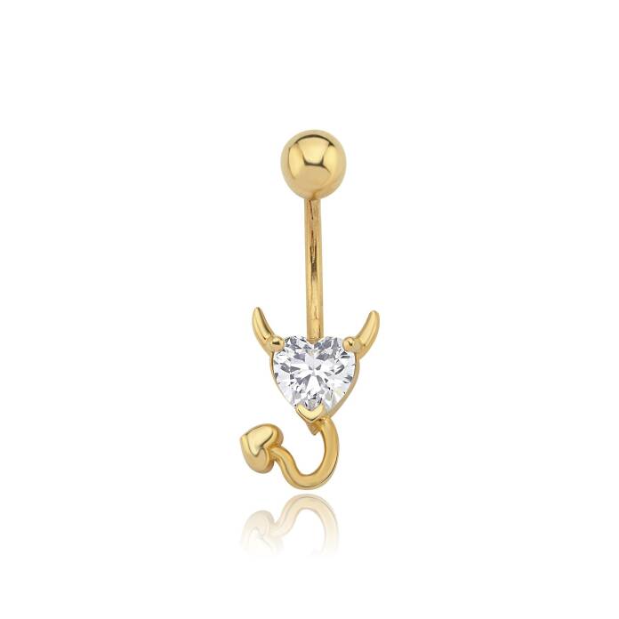 Taşlı Kalp Göbek Piercing - 1