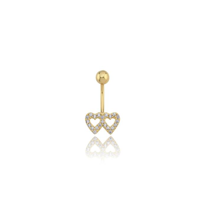 Taşlı Kalp Göbek Piercing - 1