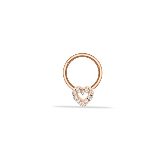Taşlı Kalp Motifli Helix Piercing - 1