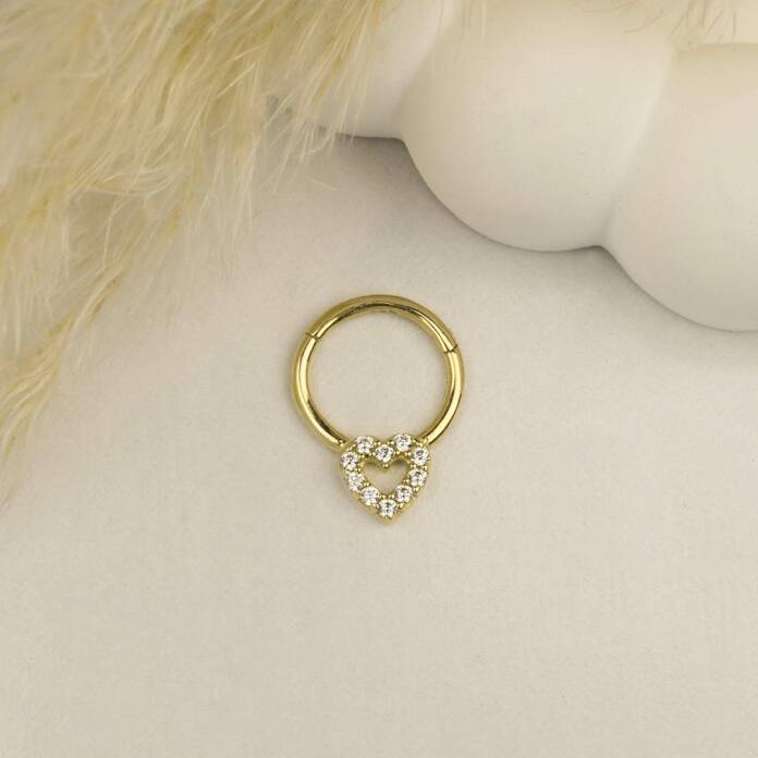 Taşlı Kalp Motifli Helix Piercing - 3