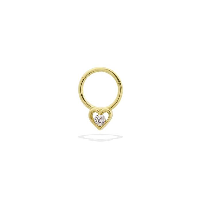 Taşlı Kalp Motifli Helix Piercing - 1