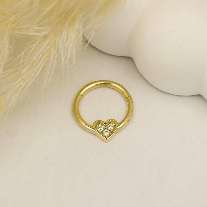 Taşlı Kalp Motifli Helix Piercing - 2