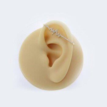 Taşlı Kalp Ritmi Industrial Earcuff - 2