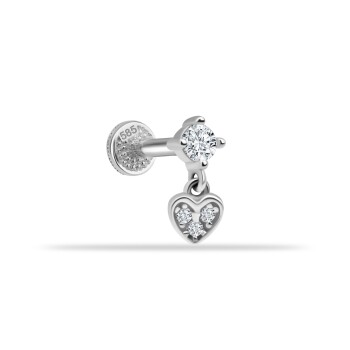 Taşlı Kalp Sallantılı Minimal Tragus Piercing - 2