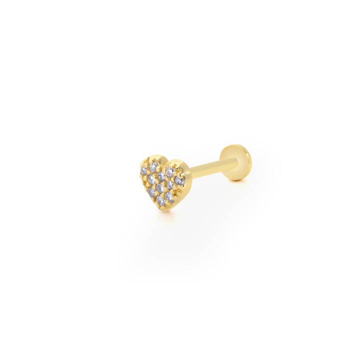 Taşlı Kalp Tragus Piercing - 1