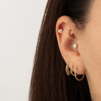 Taşlı Kalpli Tragus Piercing - 2