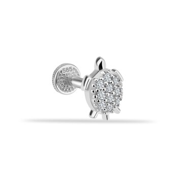Taşlı Kaplumbağa Motifli Minimal Tragus Piercing - 2