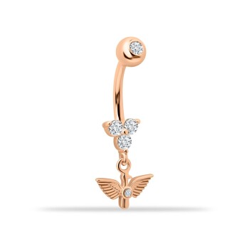 Taşlı Kuş Sallantılı Göbek Piercing - 1