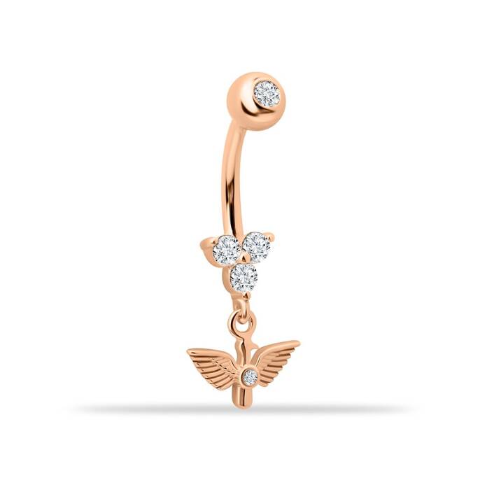 Taşlı Kuş Sallantılı Göbek Piercing - 1