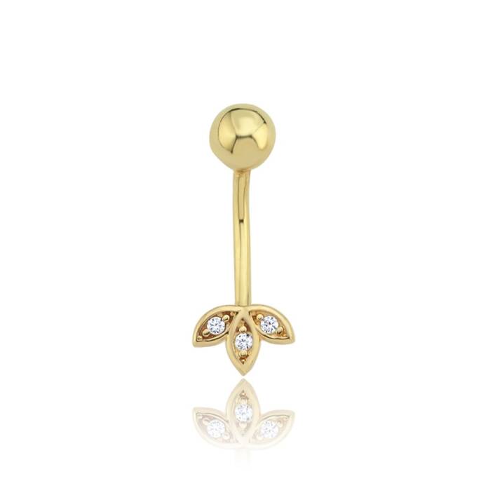 Taşlı Lotus Göbek Piercing - 1