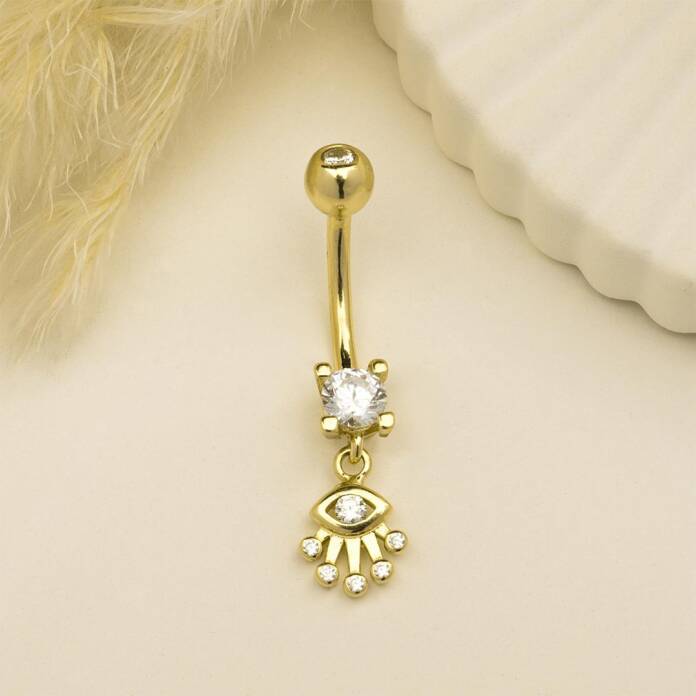 Taşlı Sallantılı Göbek Piercing - 2