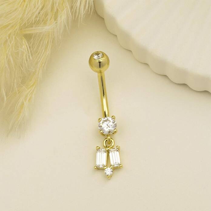 Taşlı Sallantılı Göbek Piercing - 2