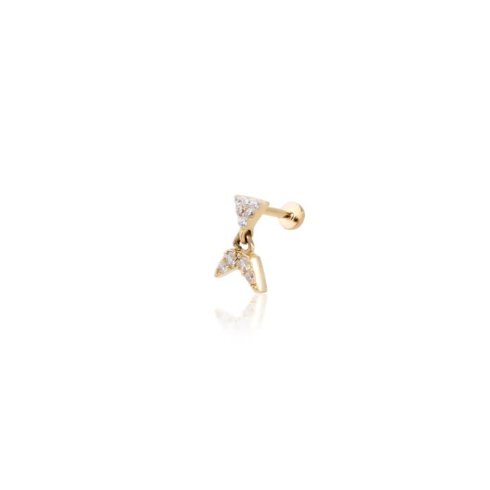 Taşlı Üçgen Ucunda Balık Kuyruğu Tragus Piercing - 1