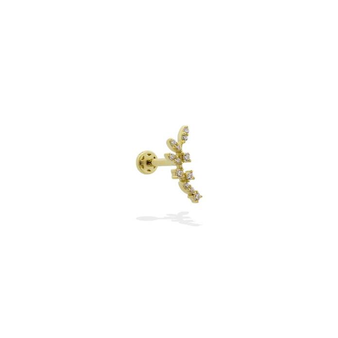Taşlı Yaprak Motifli Minimal Tragus Piercing - 1