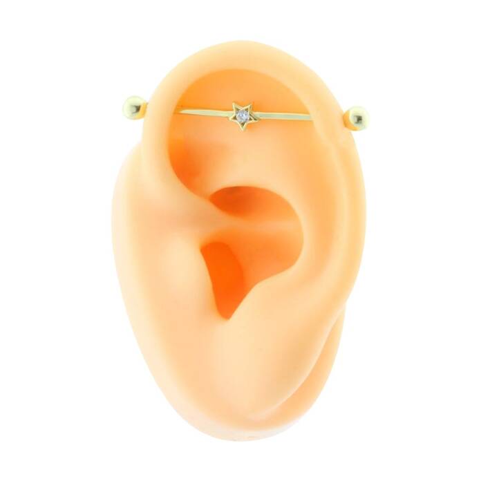 Taşlı Yıldız Motifli Köprü Piercing - 2