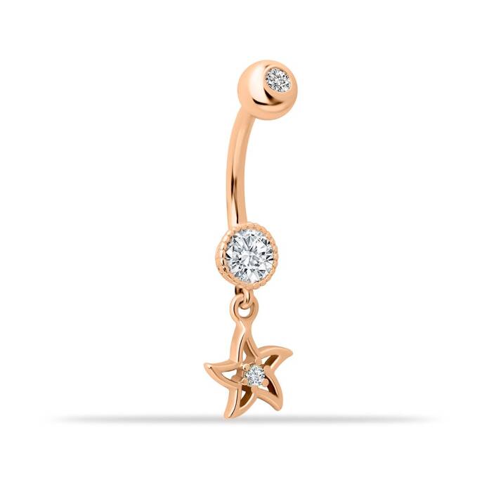 Taşlı Yıldız Sallantılı Göbek Piercing - 1